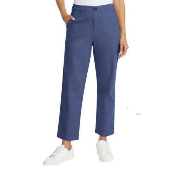New G. H. Bass & Co. Chino Ankle Pant Blue Cotton Soft NWT 14 - Picture 1 of 7